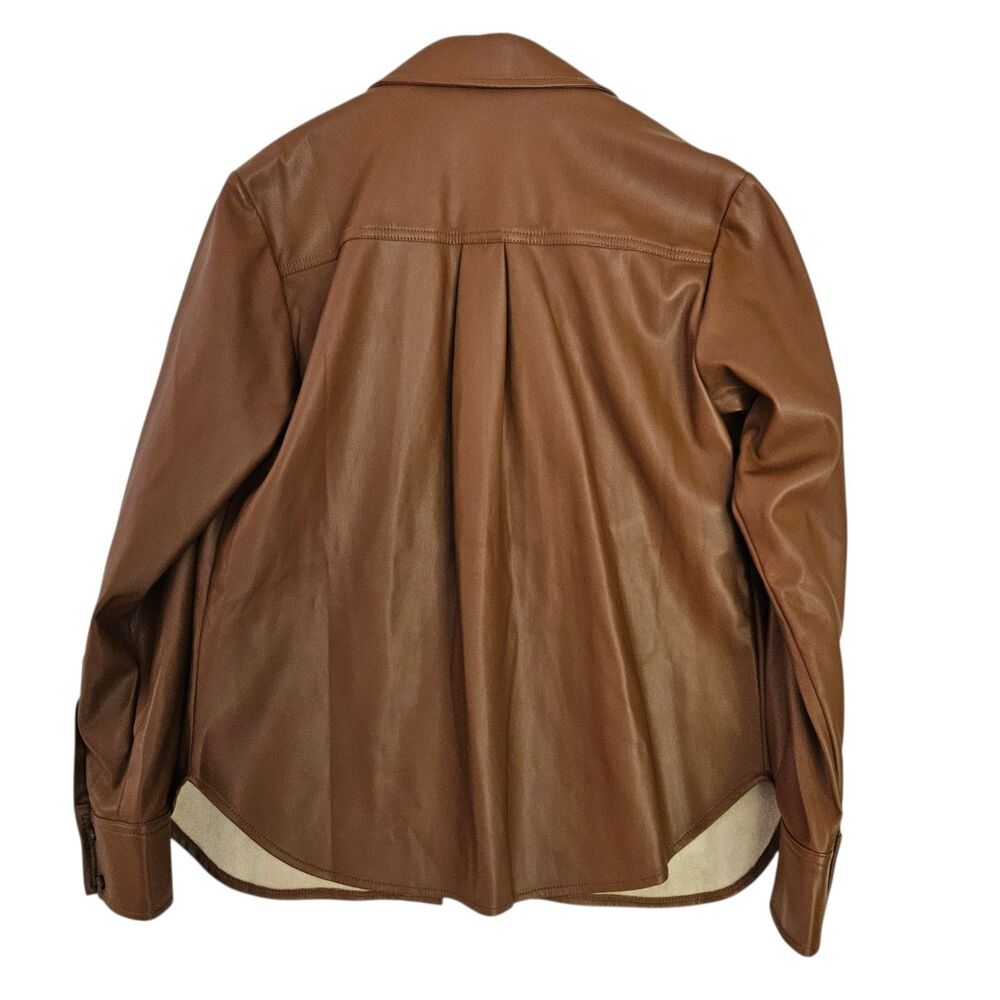 Good American Better Than Leather Button-Up Shirt Jacket Size L Brown Faux Soft - Picture 3 of 11